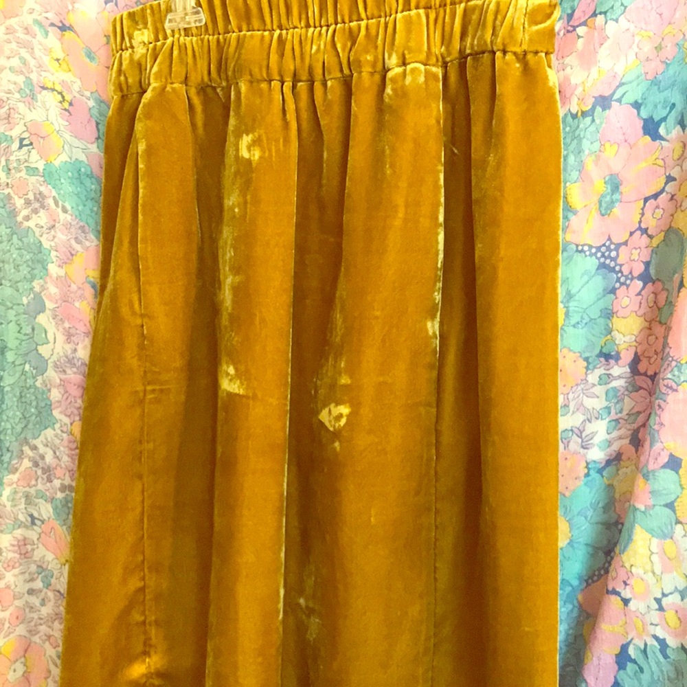 J crew Golden Chartreuse Velvet Skirt